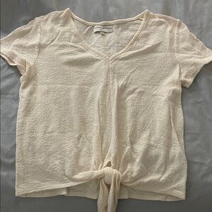 Cream V-Neck Women's Top